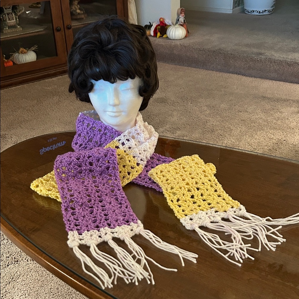 Handmade Crochet Scarf with Fringe